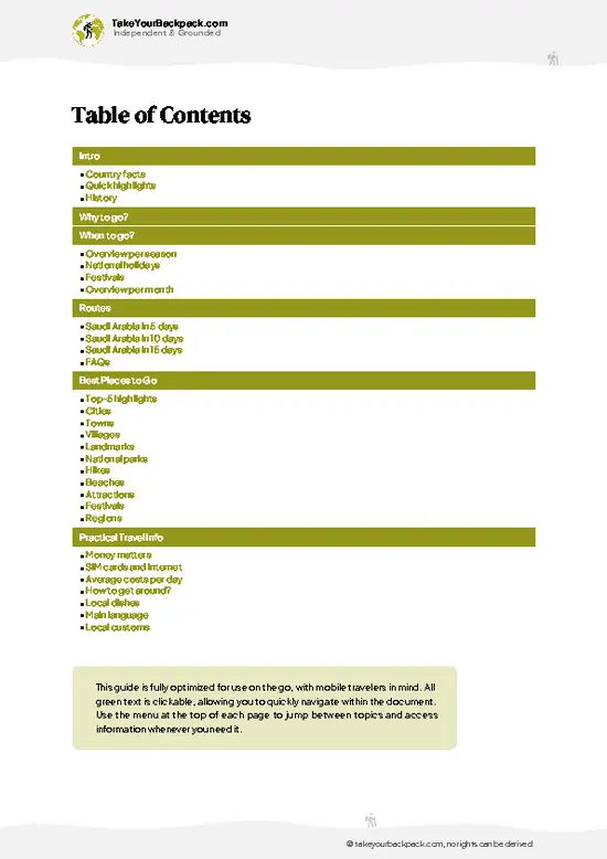 example page 2 from our offline Travel Guide for Saudi Arabia
